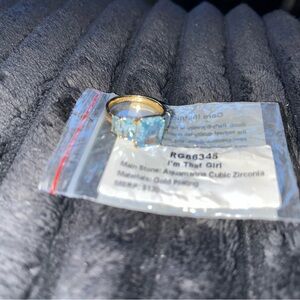 Bomb party- March 2025-Gold Ring with Blue Stones